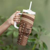 Samoa Mamanu Siapo Mocha Tumbler With Handle Tatau Malie LT7 - Polynesian Pride