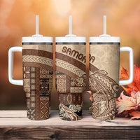 Samoa Mamanu Siapo Mocha Tumbler With Handle Tatau Malie LT7 - Polynesian Pride