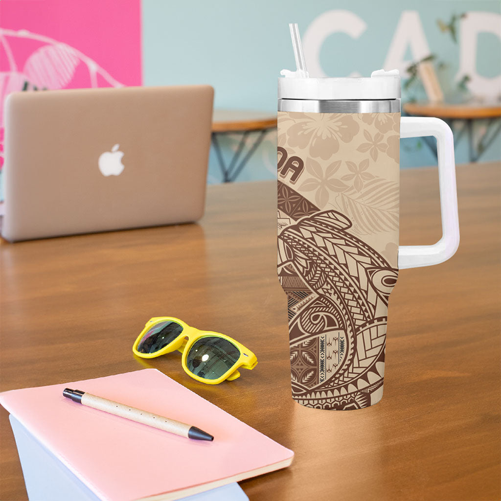 Samoa Mamanu Siapo Mocha Tumbler With Handle Tatau Malie LT7 - Polynesian Pride