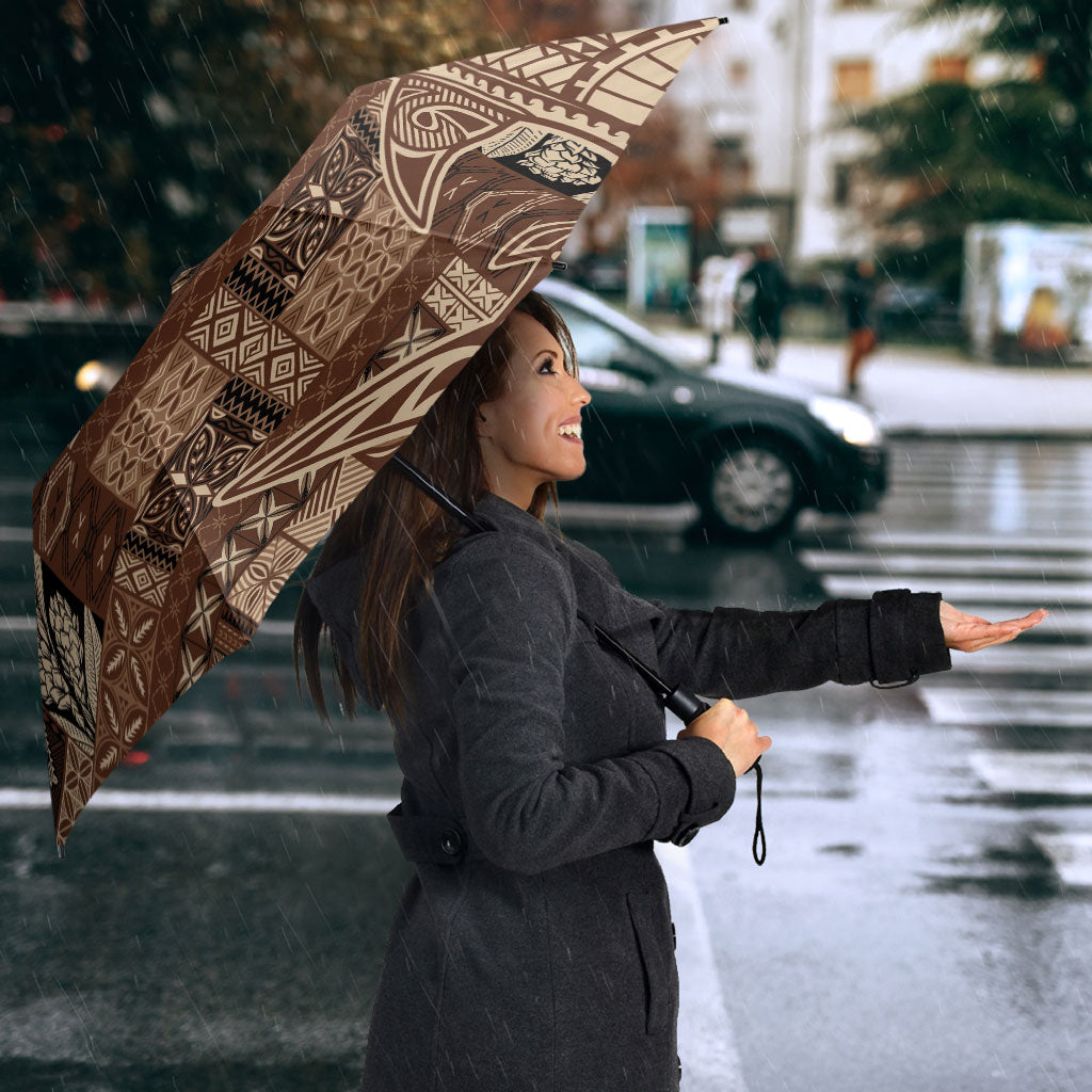 Samoa Mamanu Siapo Mocha Umbrella Tatau Malie LT7 - Polynesian Pride