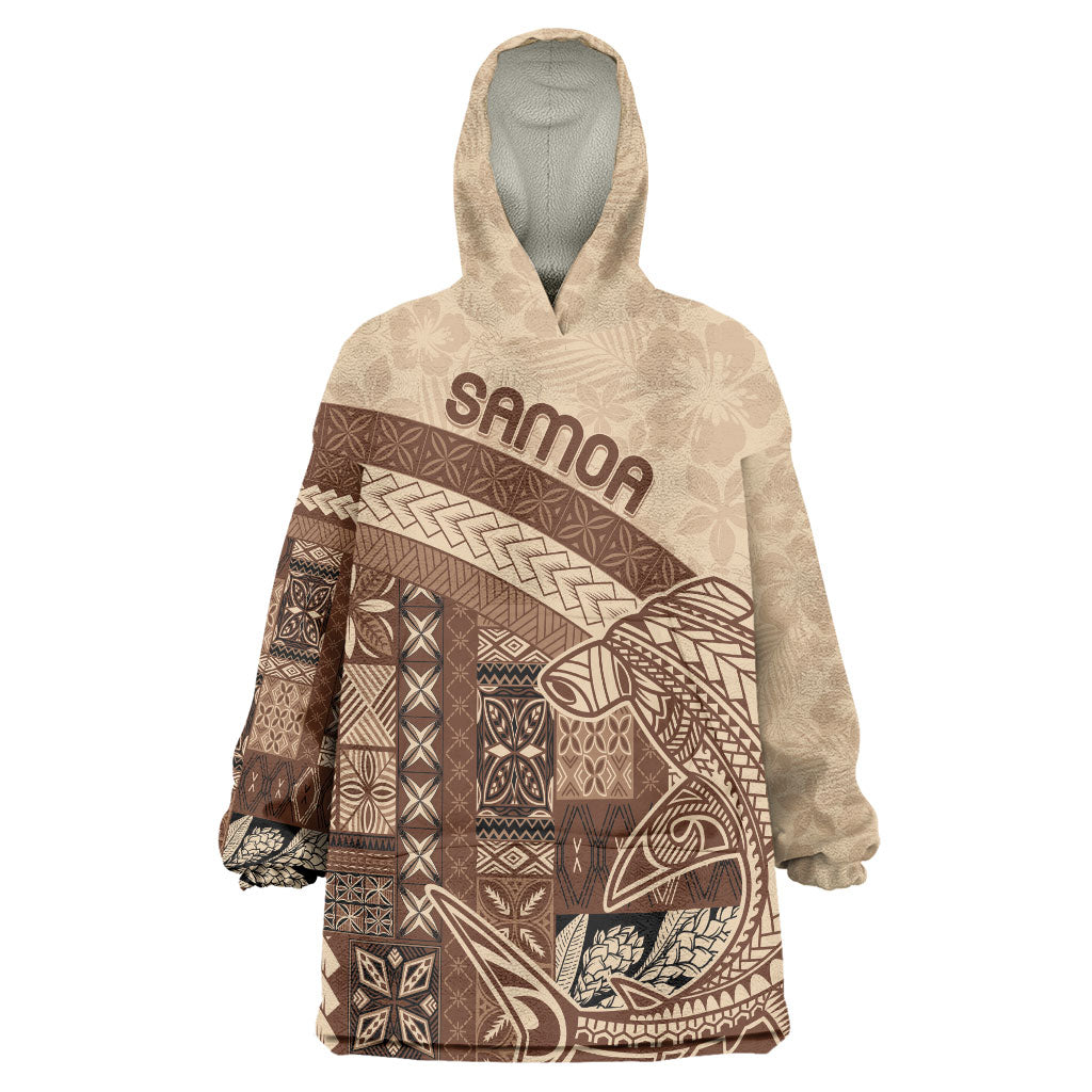 Samoa Mamanu Siapo Mocha Wearable Blanket Hoodie Tatau Malie LT7 One Size Beige - Polynesian Pride