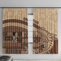 Samoa Mamanu Siapo Mocha Window Curtain Tatau Malie LT7 With Hooks Beige - Polynesian Pride