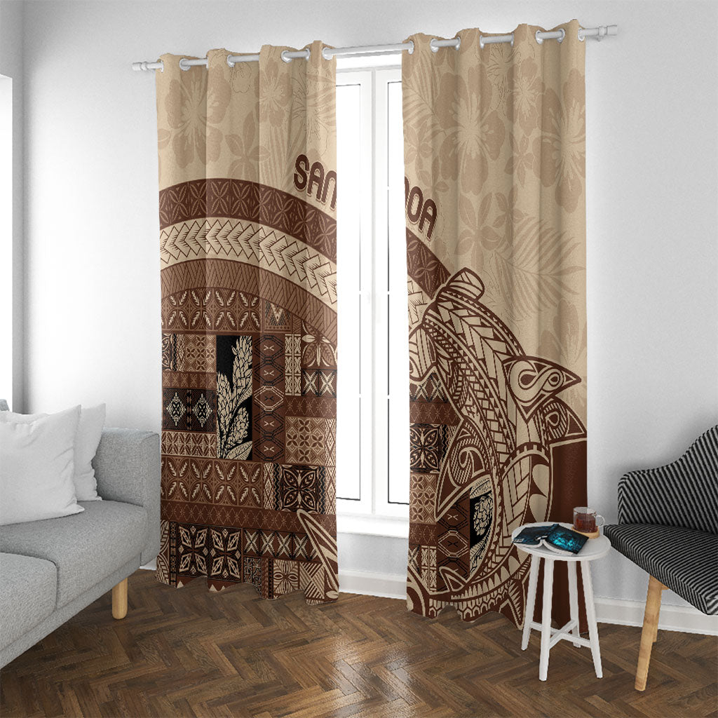 Samoa Mamanu Siapo Mocha Window Curtain Tatau Malie LT7 With Grommets Beige - Polynesian Pride