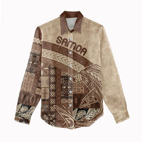 Samoa Mamanu Siapo Mocha Women Casual Shirt Tatau Malie LT7 - Polynesian Pride