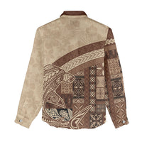 Samoa Mamanu Siapo Mocha Women Casual Shirt Tatau Malie LT7 - Polynesian Pride