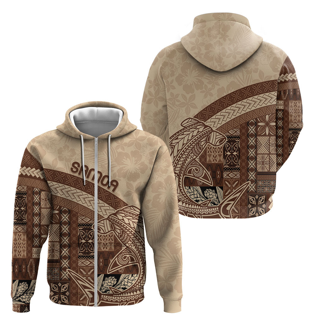 Samoa Mamanu Siapo Mocha Zip Hoodie Tatau Malie LT7 - Polynesian Pride