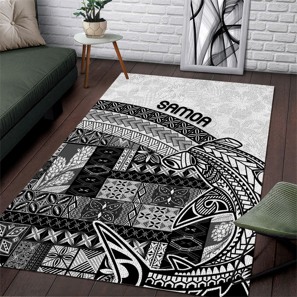 Samoa Mamanu Siapo Classic Black Area Rug Tatau Malie LT7 Black - Polynesian Pride