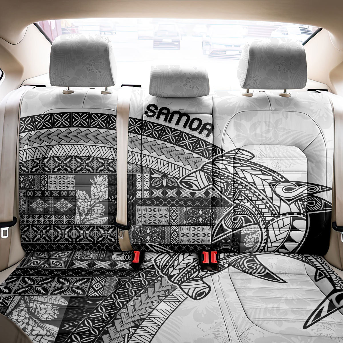 Samoa Mamanu Siapo Classic Black Back Car Seat Cover Tatau Malie LT7 - Polynesian Pride