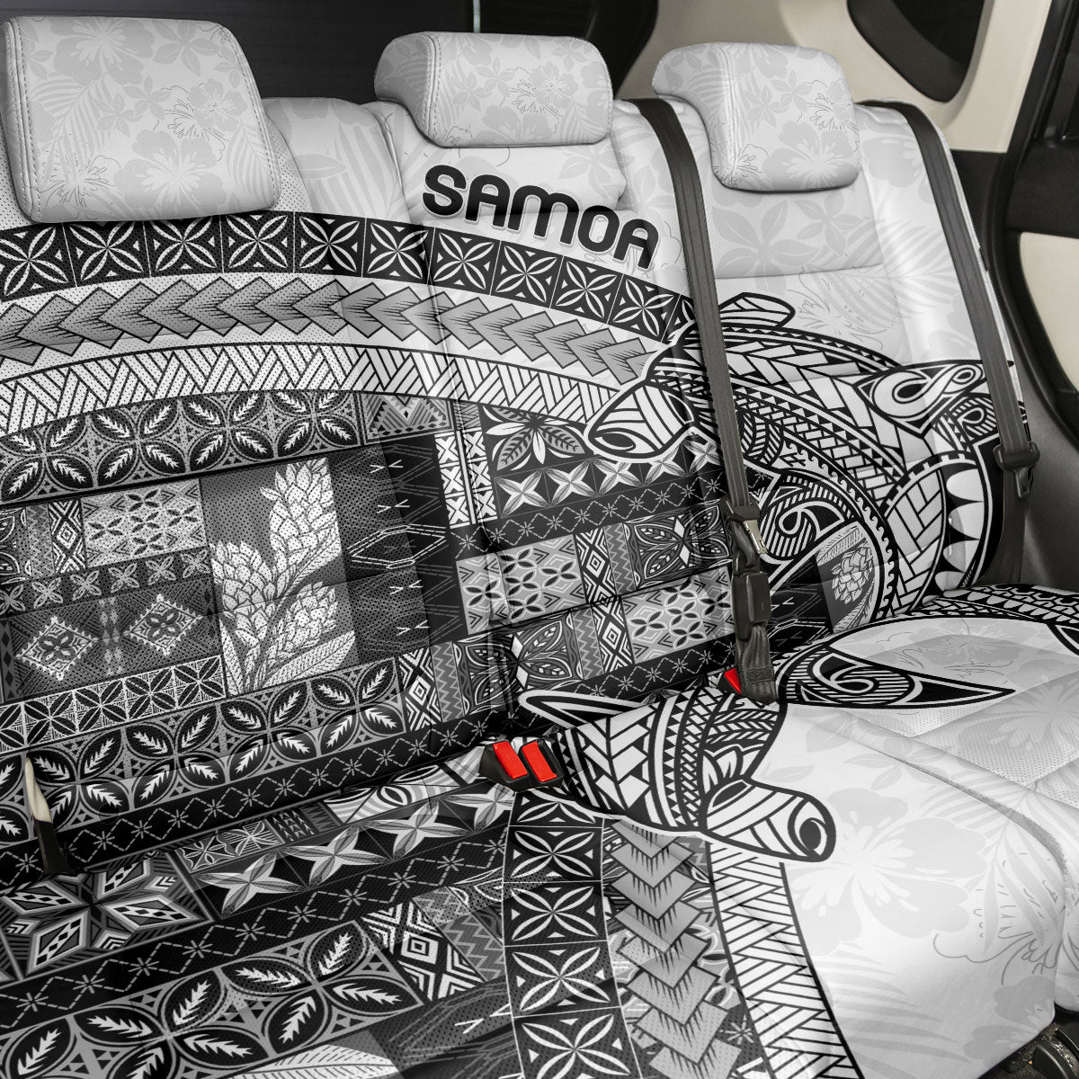 Samoa Mamanu Siapo Classic Black Back Car Seat Cover Tatau Malie LT7 - Polynesian Pride
