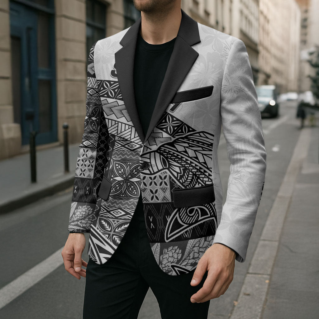 Samoa Mamanu Siapo Classic Black Blazer Tatau Malie LT7 - Polynesian Pride