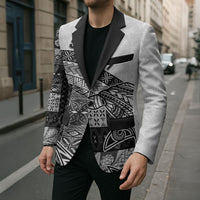 Samoa Mamanu Siapo Classic Black Blazer Tatau Malie LT7 - Polynesian Pride