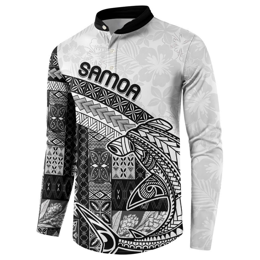 Samoa Mamanu Siapo Classic Black Button Sweatshirt Tatau Malie LT7 - Polynesian Pride