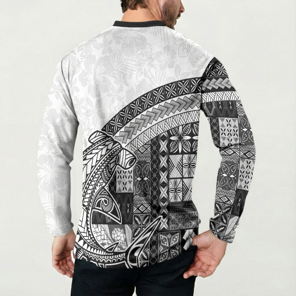 Samoa Mamanu Siapo Classic Black Button Sweatshirt Tatau Malie LT7 - Polynesian Pride