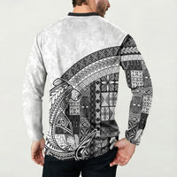 Samoa Mamanu Siapo Classic Black Button Sweatshirt Tatau Malie LT7 - Polynesian Pride