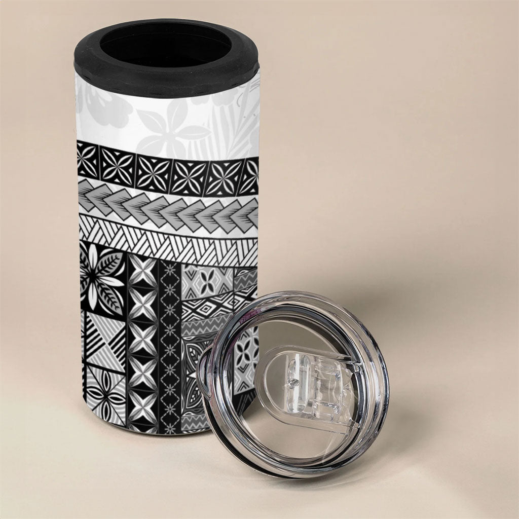 Samoa Mamanu Siapo Classic Black 4 in 1 Can Cooler Tumbler Tatau Malie LT7 - Polynesian Pride