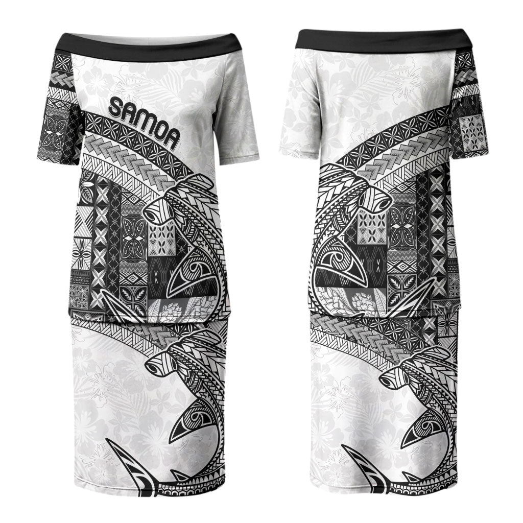 Samoa Mamanu Siapo Classic Black Couples Matching Puletasi and Long Sleeve Button Shirt Tatau Malie LT7 - Polynesian Pride