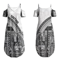 Samoa Mamanu Siapo Classic Black Couples Matching Summer Maxi Dress and Hawaiian Shirt Tatau Malie LT7 - Polynesian Pride