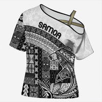 Samoa Mamanu Siapo Classic Black Cross Shoulder Shirt Tatau Malie LT7 Female Black - Polynesian Pride