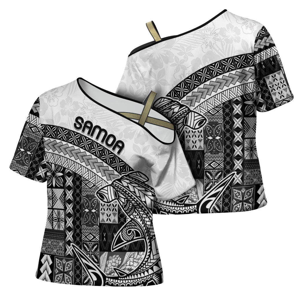 Samoa Mamanu Siapo Classic Black Cross Shoulder Shirt Tatau Malie LT7 - Polynesian Pride