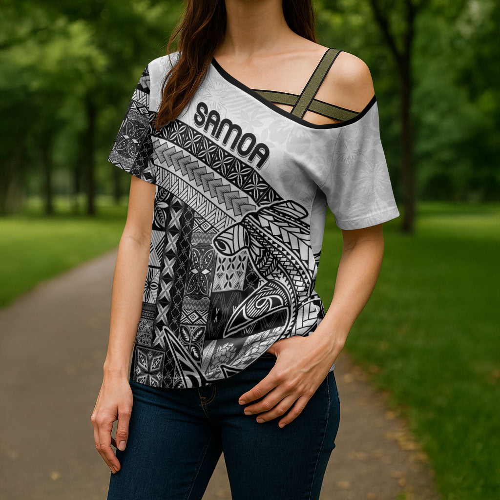 Samoa Mamanu Siapo Classic Black Cross Shoulder Shirt Tatau Malie LT7 - Polynesian Pride