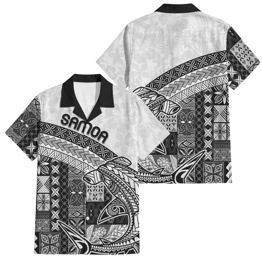 Samoa Mamanu Siapo Classic Black Family Matching Tank Maxi Dress and Hawaiian Shirt Tatau Malie LT7 Dad's Shirt - Short Sleeve Black - Polynesian Pride