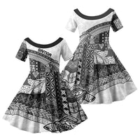 Samoa Mamanu Siapo Classic Black Family Matching Tank Maxi Dress and Hawaiian Shirt Tatau Malie LT7 Daughter's Dress Black - Polynesian Pride
