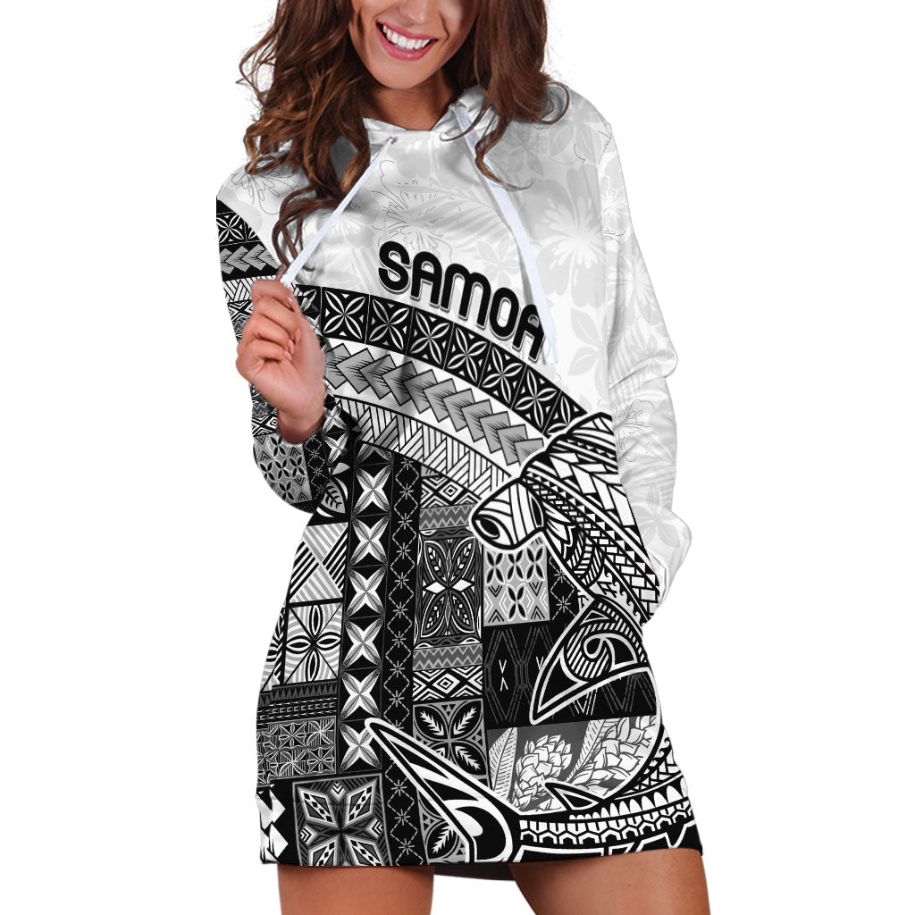 Samoa Mamanu Siapo Classic Black Hoodie Dress Tatau Malie LT7 Black - Polynesian Pride