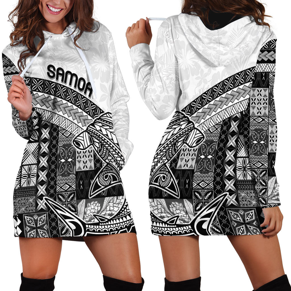 Samoa Mamanu Siapo Classic Black Hoodie Dress Tatau Malie LT7 - Polynesian Pride