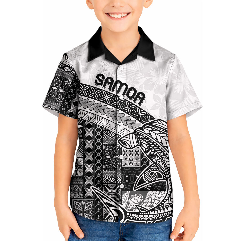 Samoa Mamanu Siapo Classic Black Kid Hawaiian Shirt Tatau Malie LT7 Kid Black - Polynesian Pride