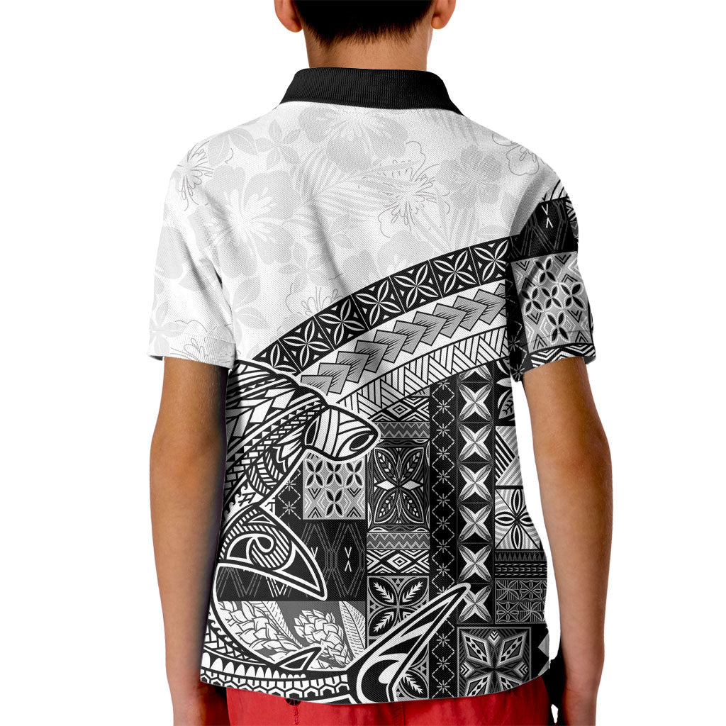 Samoa Mamanu Siapo Classic Black Kid Polo Shirt Tatau Malie LT7 - Polynesian Pride