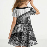 Samoa Mamanu Siapo Classic Black Kid Short Sleeve Dress Tatau Malie LT7 - Polynesian Pride