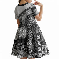 Samoa Mamanu Siapo Classic Black Kid Short Sleeve Dress Tatau Malie LT7 - Polynesian Pride