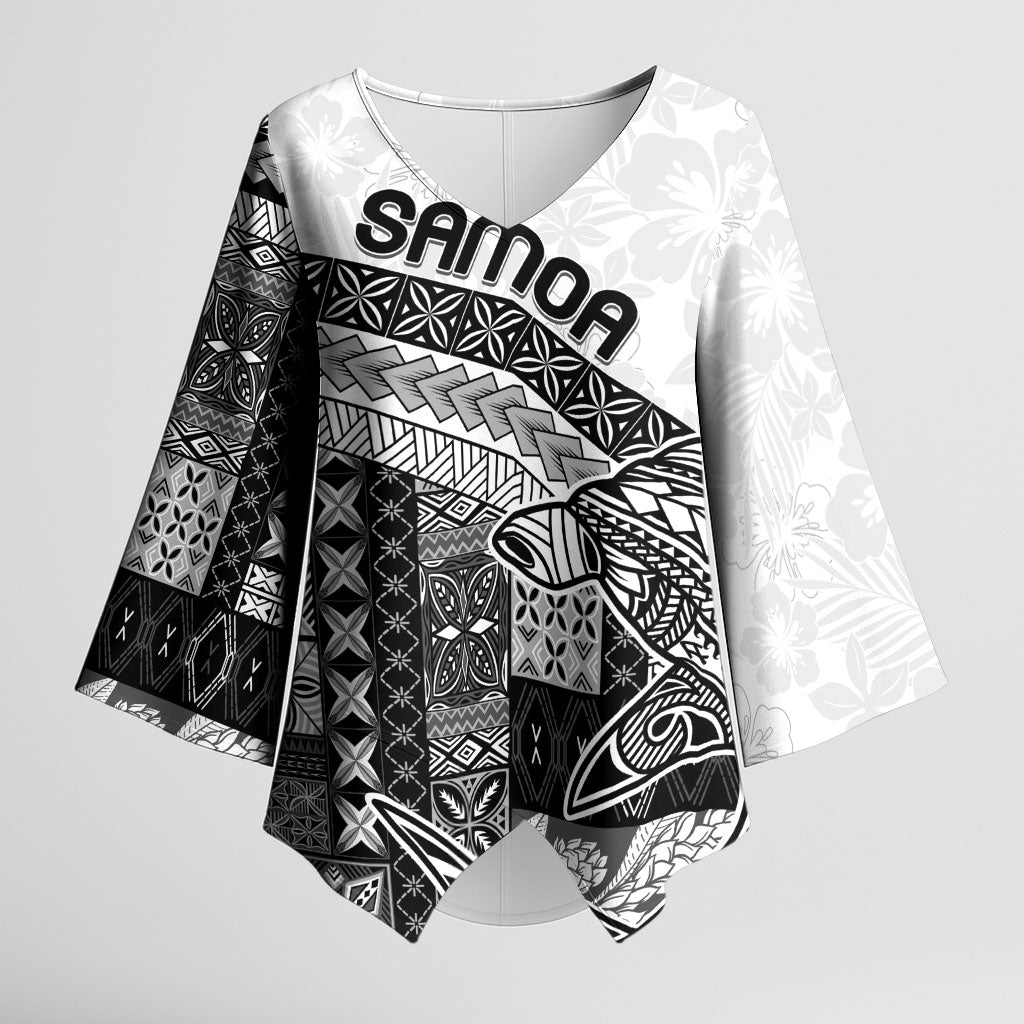 Samoa Mamanu Siapo Classic Black Kimono Sleeve Blouse Tatau Malie LT7 Female Black - Polynesian Pride