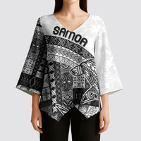 Samoa Mamanu Siapo Classic Black Kimono Sleeve Blouse Tatau Malie LT7 - Polynesian Pride