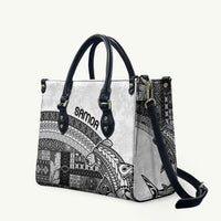 Samoa Mamanu Siapo Classic Black Leather Bag Tatau Malie LT7 Black - Polynesian Pride