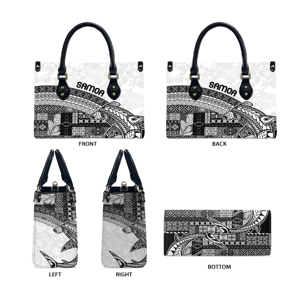 Samoa Mamanu Siapo Classic Black Leather Bag Tatau Malie LT7 - Polynesian Pride