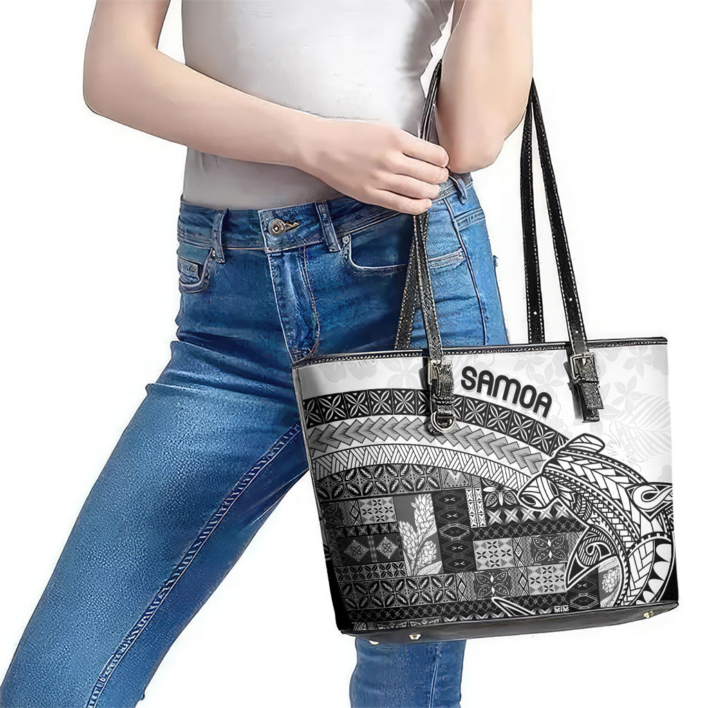 Samoa Mamanu Siapo Classic Black Leather Tote Bag Tatau Malie LT7 - Polynesian Pride