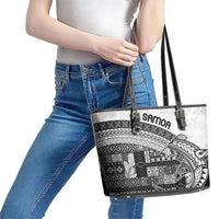 Samoa Mamanu Siapo Classic Black Leather Tote Bag Tatau Malie LT7 - Polynesian Pride