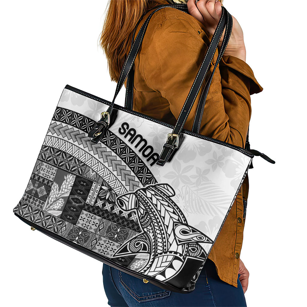 Samoa Mamanu Siapo Classic Black Leather Tote Bag Tatau Malie LT7 - Polynesian Pride