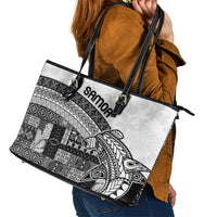 Samoa Mamanu Siapo Classic Black Leather Tote Bag Tatau Malie LT7 - Polynesian Pride