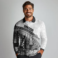 Samoa Mamanu Siapo Classic Black Long Sleeve Polo Shirt Tatau Malie LT7 - Polynesian Pride
