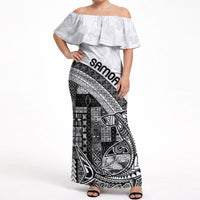 Samoa Mamanu Siapo Classic Black Off Shoulder Maxi Dress Tatau Malie LT7 Women Black - Polynesian Pride
