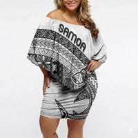 Samoa Mamanu Siapo Classic Black Off Shoulder Short Dress Tatau Malie LT7 Women Black - Polynesian Pride