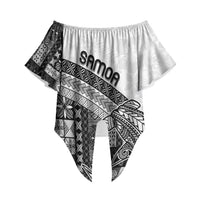 Samoa Mamanu Siapo Classic Black Off Shoulder Wrap Waist Top Tatau Malie LT7 Black - Polynesian Pride