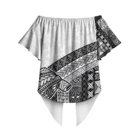 Samoa Mamanu Siapo Classic Black Off Shoulder Wrap Waist Top Tatau Malie LT7 - Polynesian Pride