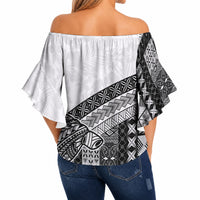 Samoa Mamanu Siapo Classic Black Off Shoulder Wrap Waist Top Tatau Malie LT7 - Polynesian Pride