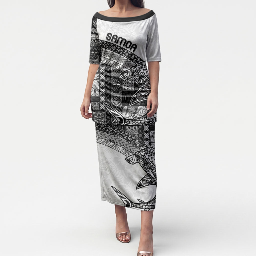 Samoa Mamanu Siapo Classic Black Puletasi Tatau Malie LT7 Long Dress Black - Polynesian Pride