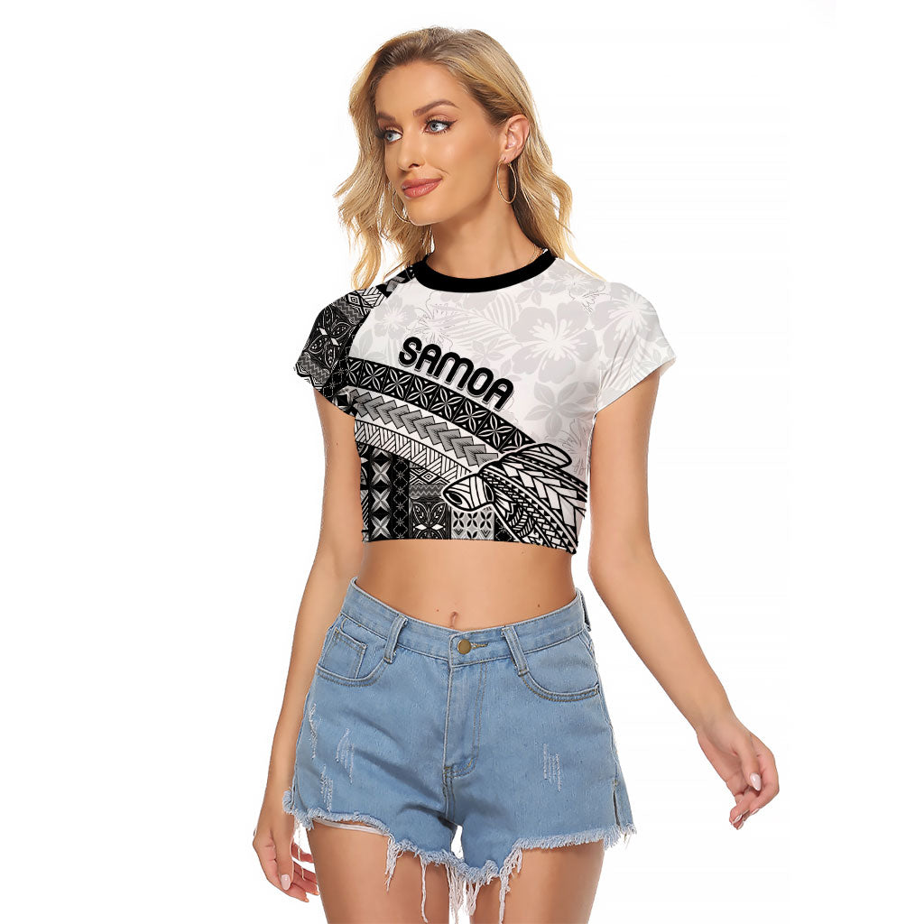 Samoa Mamanu Siapo Classic Black Raglan Cropped T Shirt Tatau Malie LT7 Female Black - Polynesian Pride
