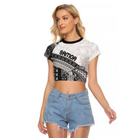 Samoa Mamanu Siapo Classic Black Raglan Cropped T Shirt Tatau Malie LT7 Female Black - Polynesian Pride
