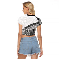 Samoa Mamanu Siapo Classic Black Raglan Cropped T Shirt Tatau Malie LT7 - Polynesian Pride